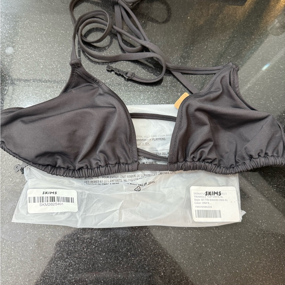 SKIMS Onyx Triangle Bikini Top XL